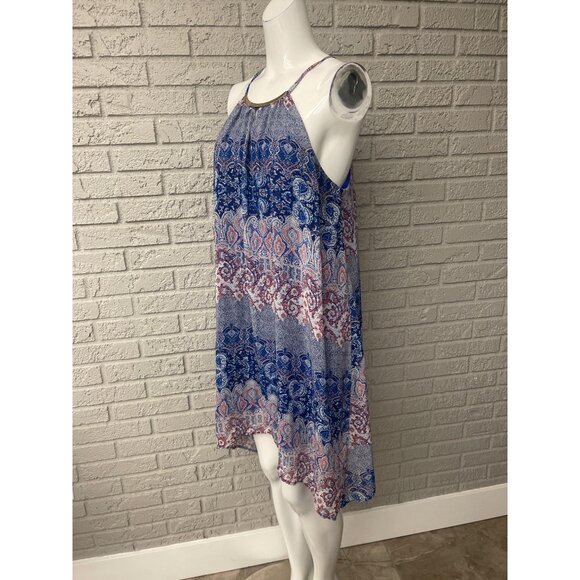 Almost Famous Women Multi Color Halter Dress With Gold Tone Hardware Size XL - Picture 3 of 9